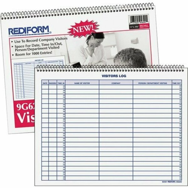 Rediform Office Product LOG BOOK FOR VISITORS, 1000 ENTRIES, 50 PA RED9G620